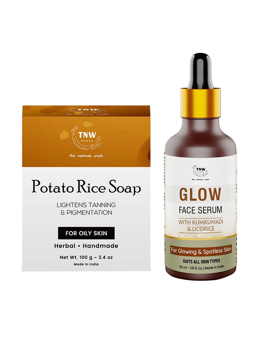 

TNW the natural wash Set of 2 Potato Rice Soap 100 gm & Glow Face Serum 30 ml, Off white