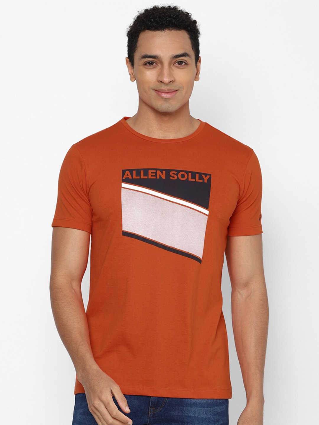 

Allen Solly Sport Men Orange Typography Printed Cotton T-shirt