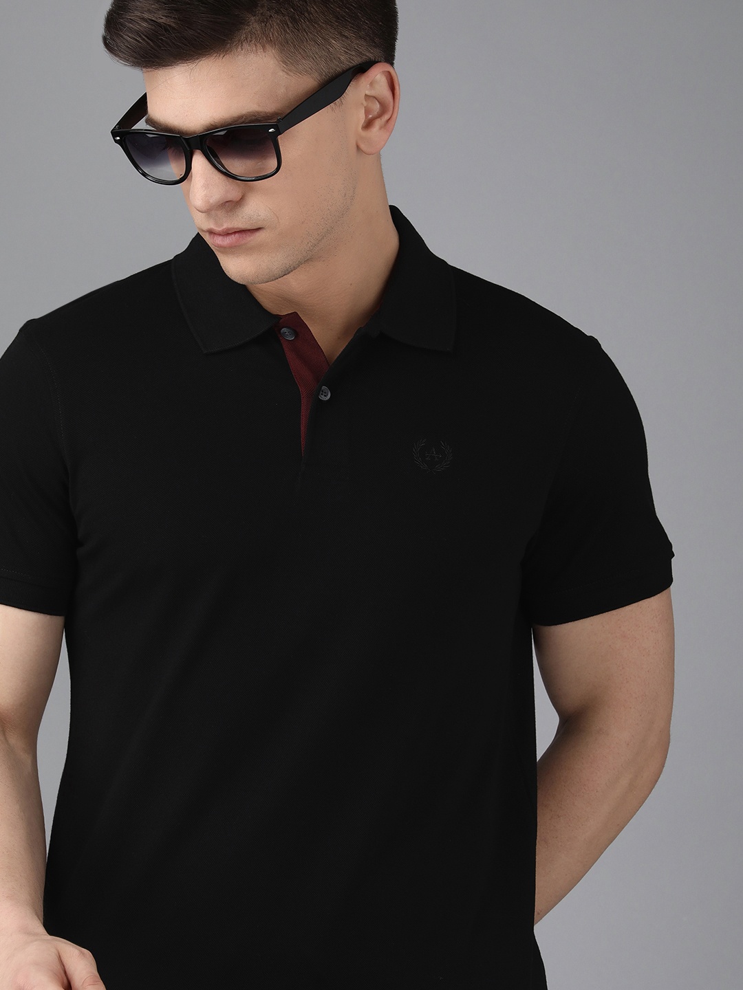 

Arrow Men Black Pure Cotton Polo Collar T-shirt