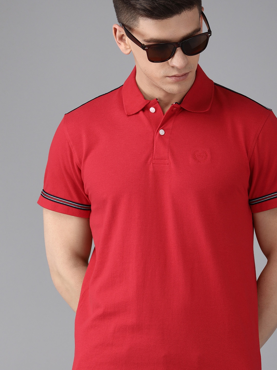 

Arrow Men Red Solid Polo Collar Pure Cotton Casual T-shirt