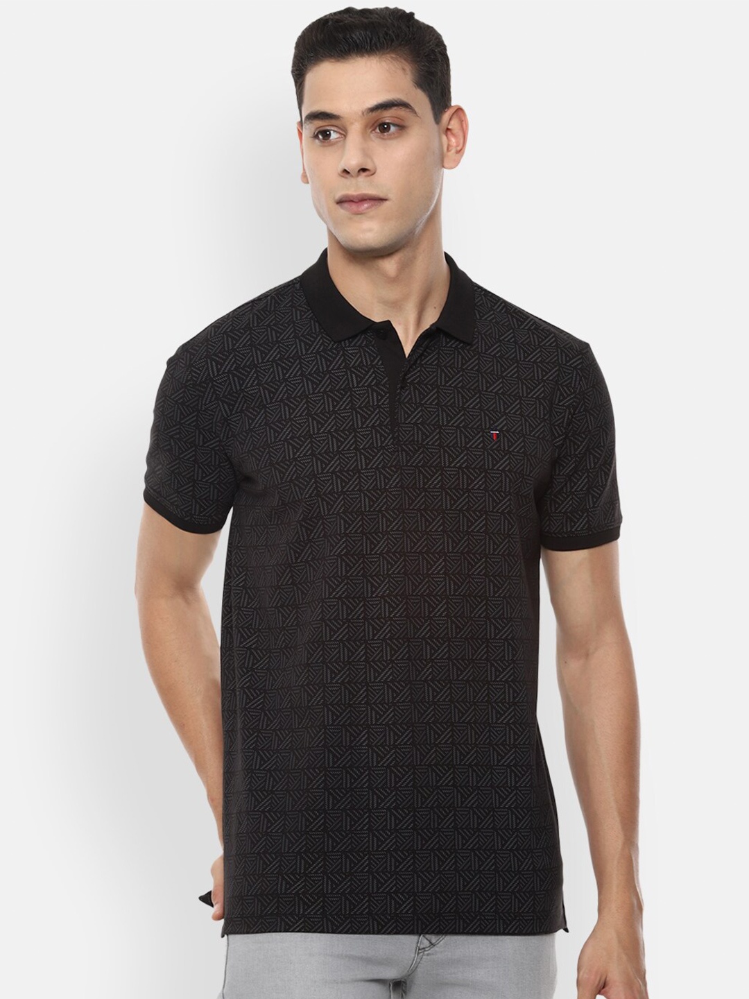

Louis Philippe Sport Men Black Printed Polo Collar Slim Fit T-shirt