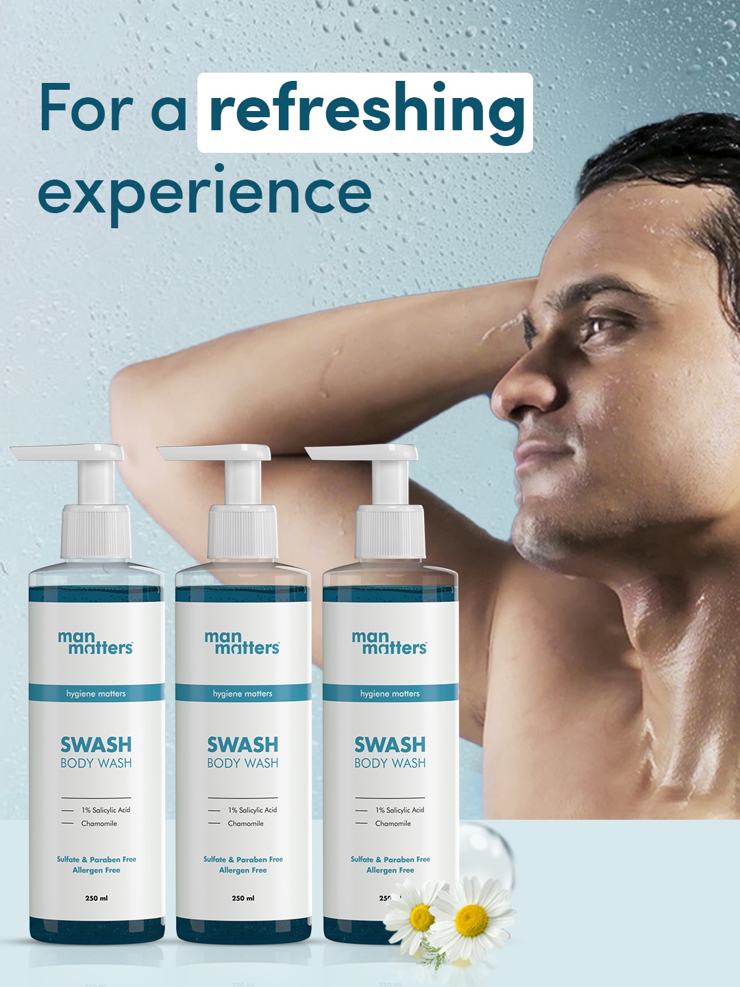 

Man Matters Set of 3 1% Salicylic Acid Body Wash for Acne, White