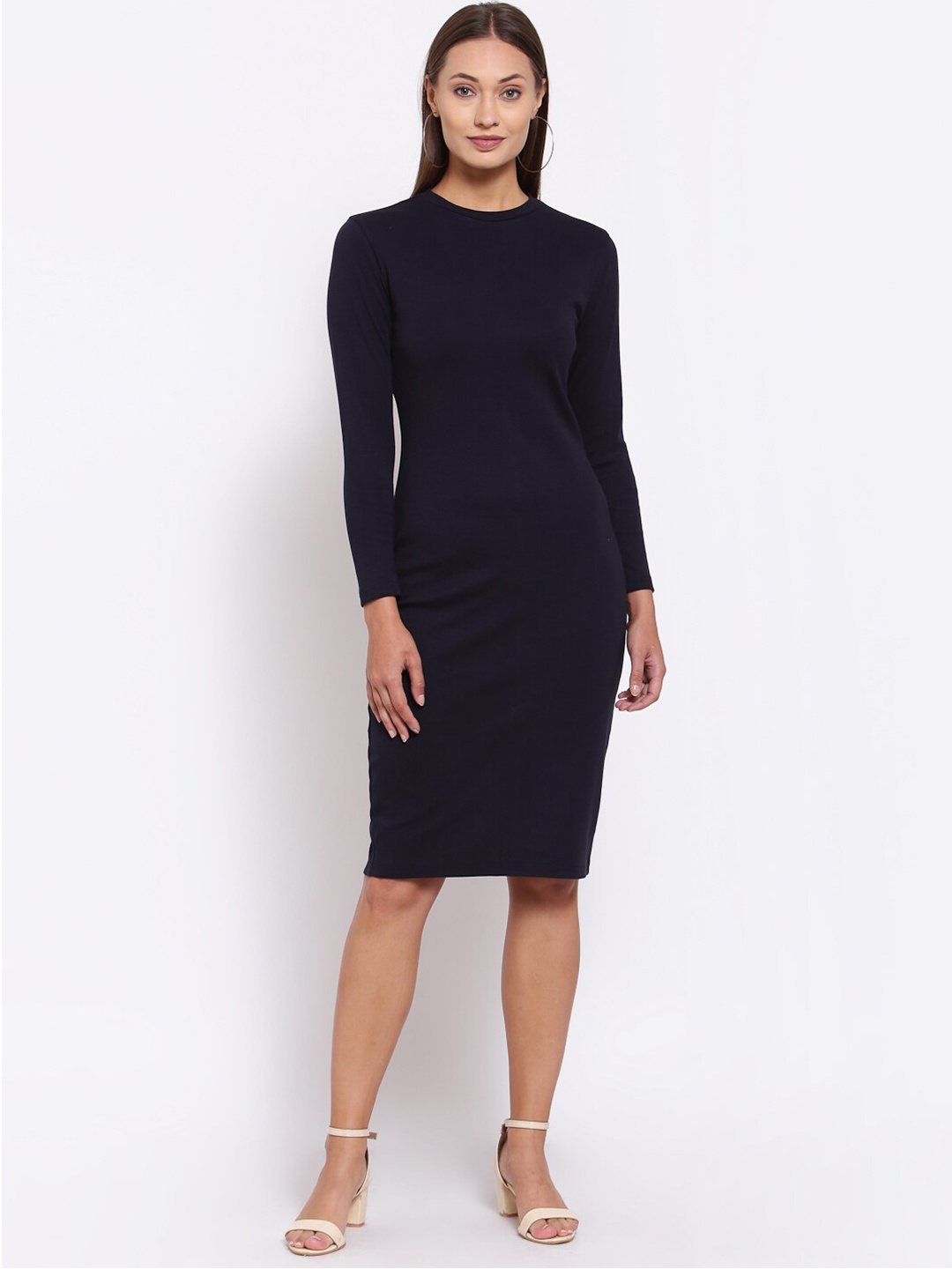 

YOONOY Navy Blue Organic Cotton Bodycon Dress