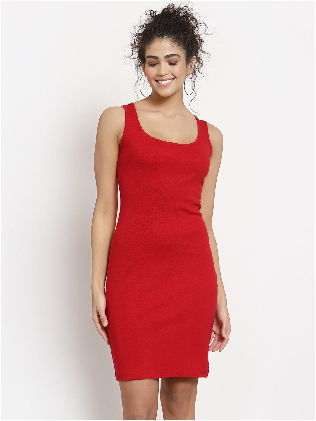 

YOONOY Red Women Organic Cotton Bodycon Ribbed Tank Dress