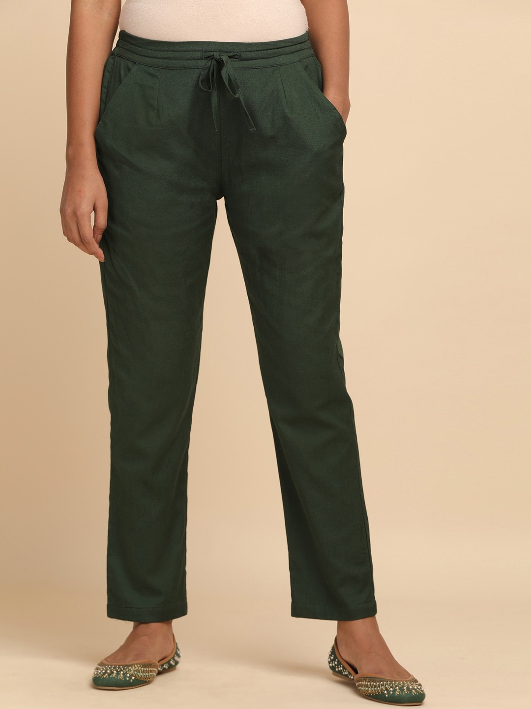 

W The Folksong Collection Women Green Cigerette Trouser