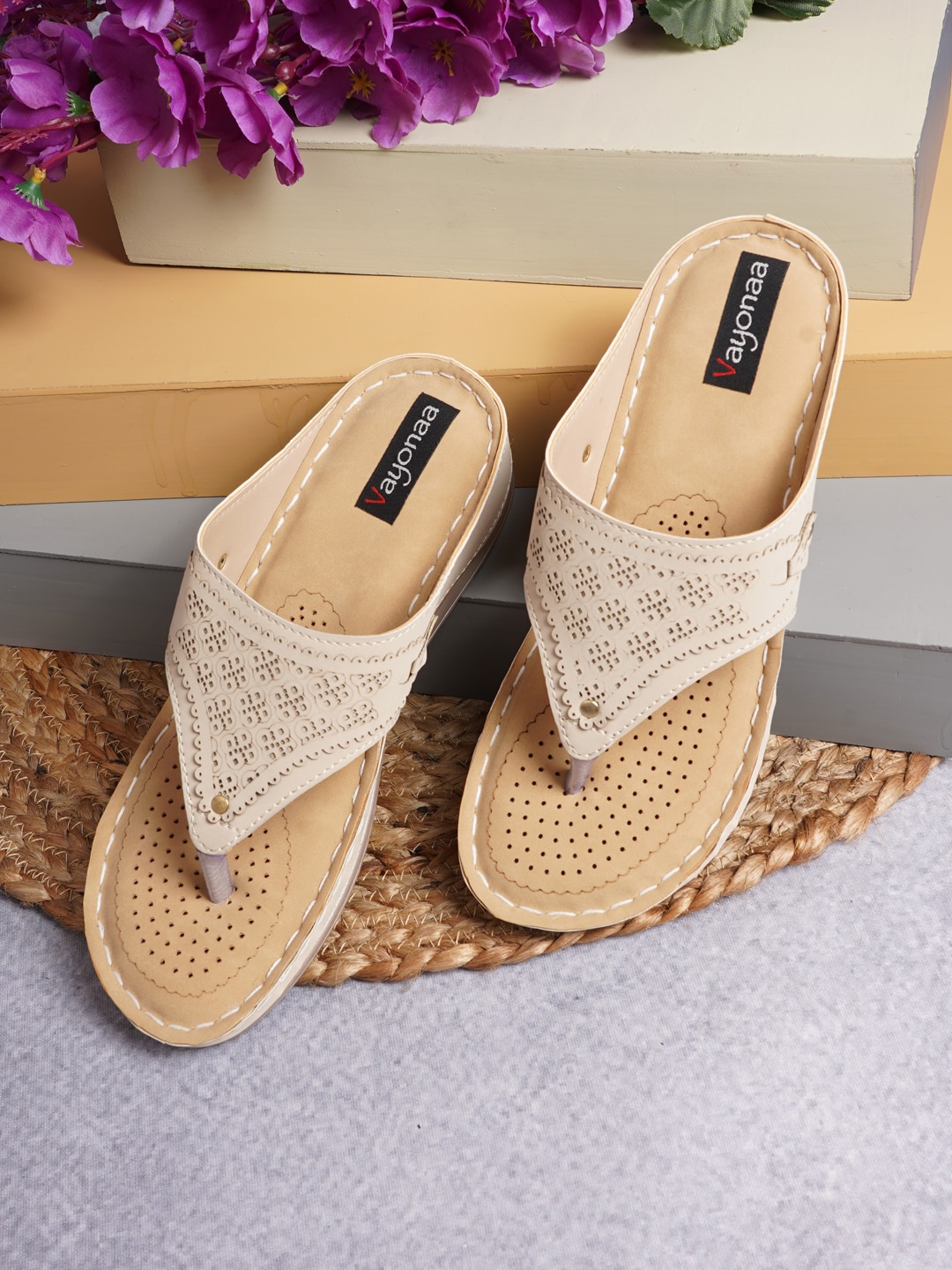

VAYONAA Beige Laser Cut Wedges