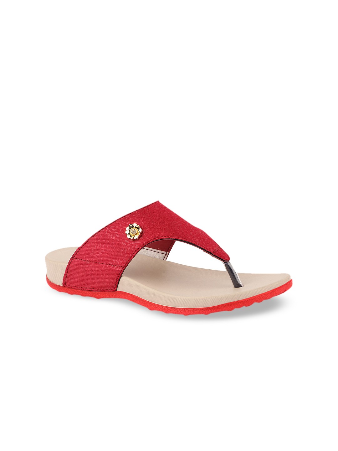 

WELCOME Red & Beige Printed Comfort Sandals