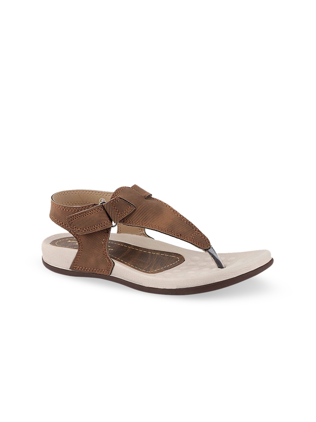 

WELCOME Women Tan Brown T-Strap Flats