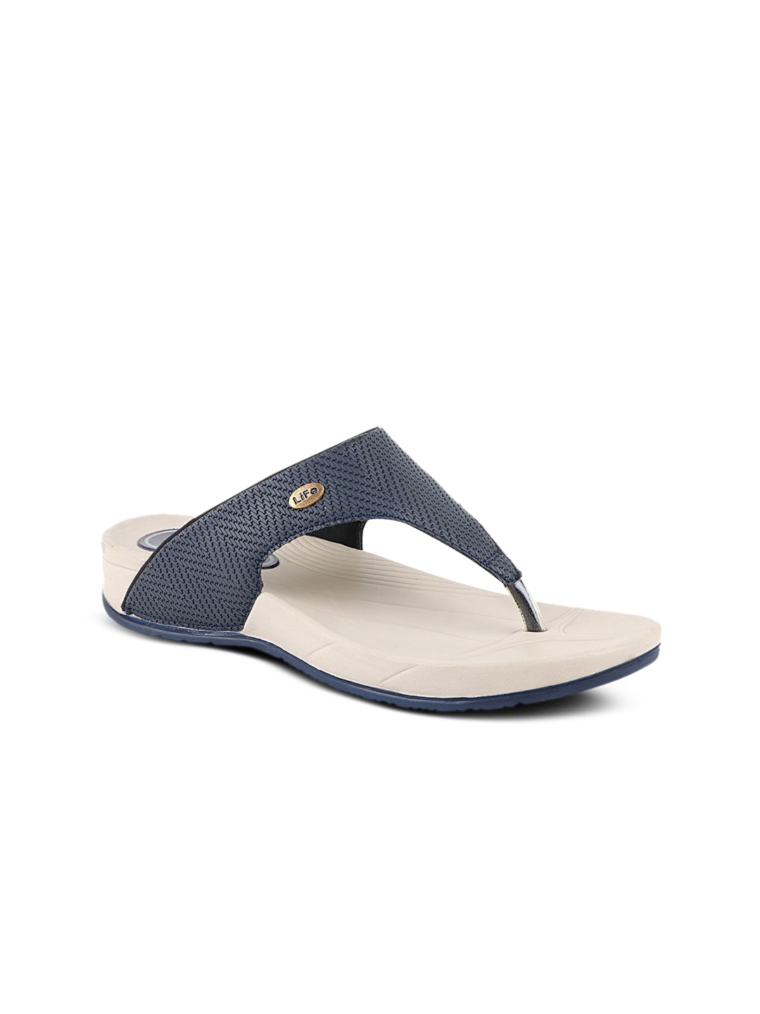 

WELCOME Women Navy Blue Textured Open Toe Flats