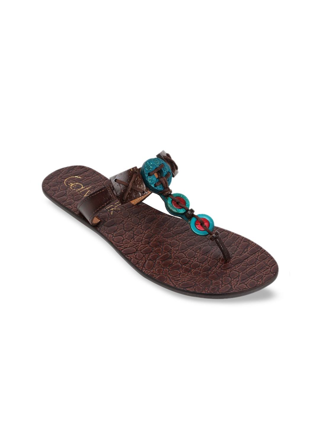 

Catwalk Women Turquoise Blue Beaded Open Toe Flats
