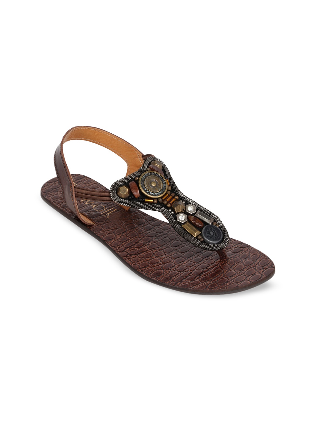 

Catwalk Women Brown Embellished T-Strap Flats