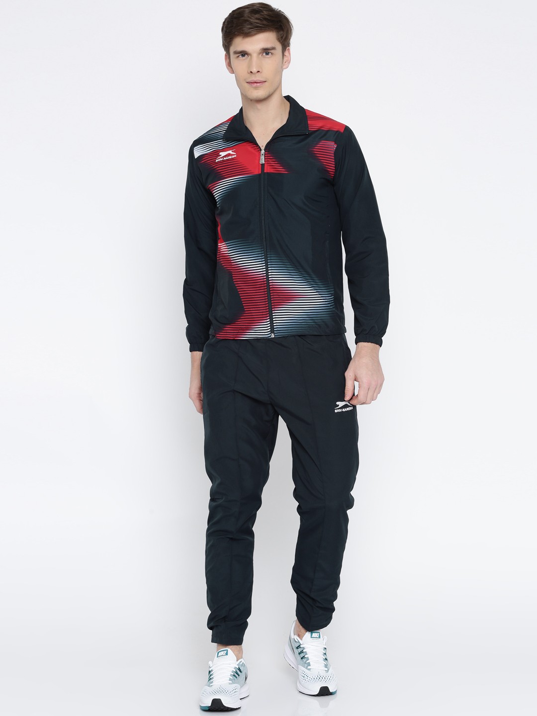 

Shiv Naresh Navy Printed Tracksuit with Detachable Hood, Navy blue