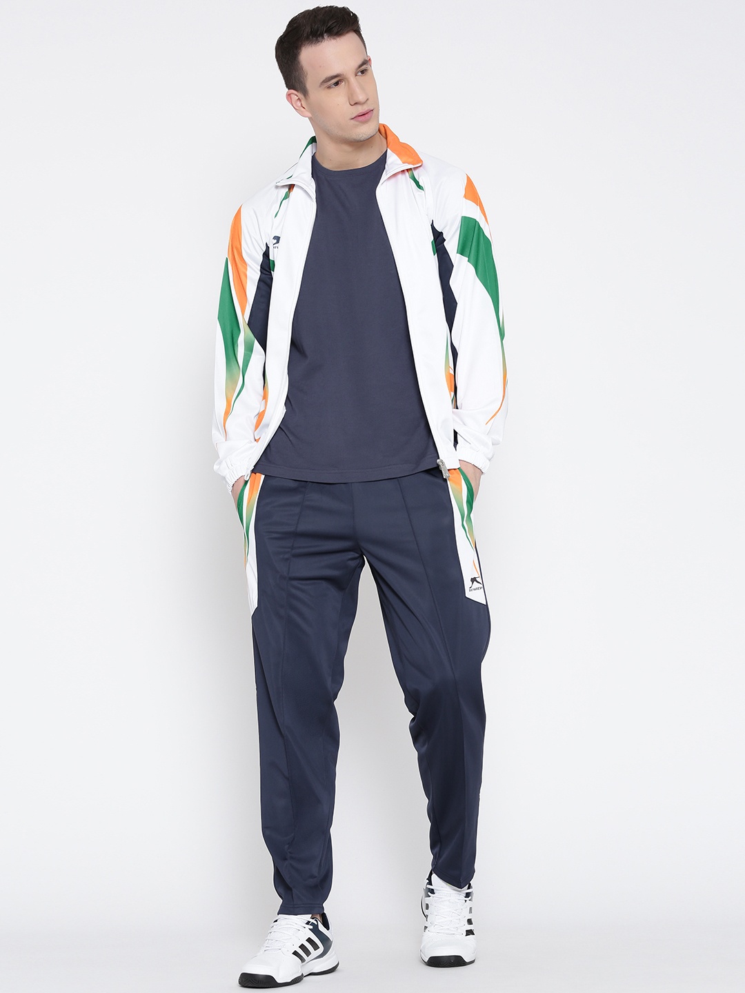

Shiv Naresh White & Navy Printed Tracksuit