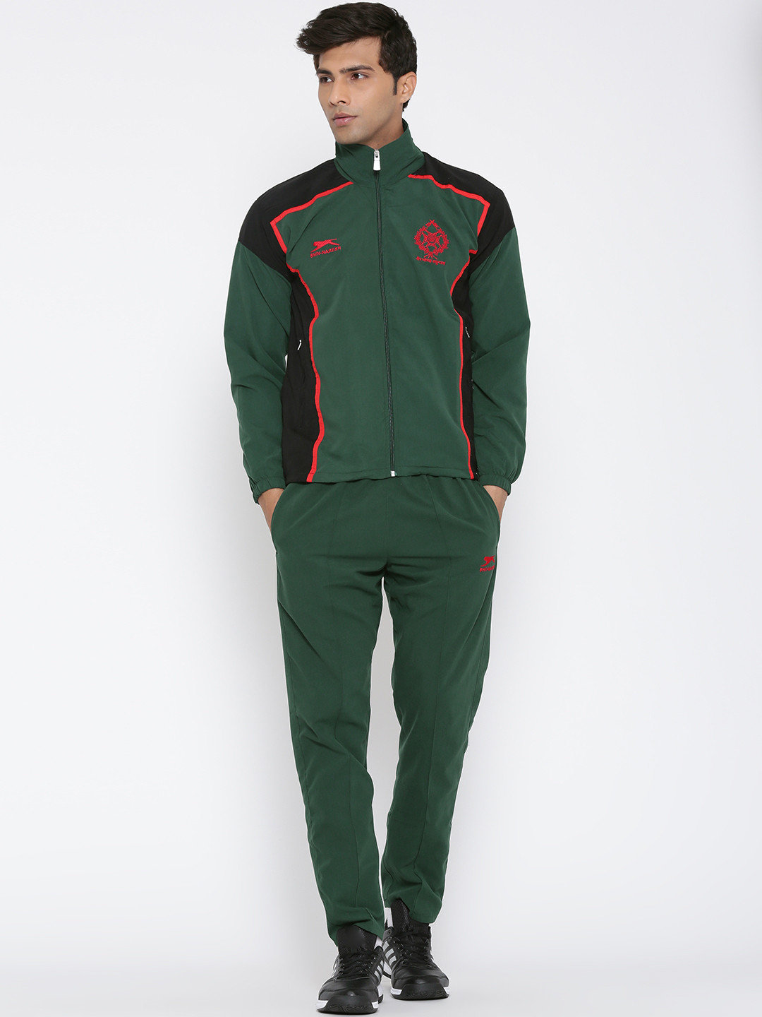 

Shiv Naresh Green Solid Hooded Tracksuit