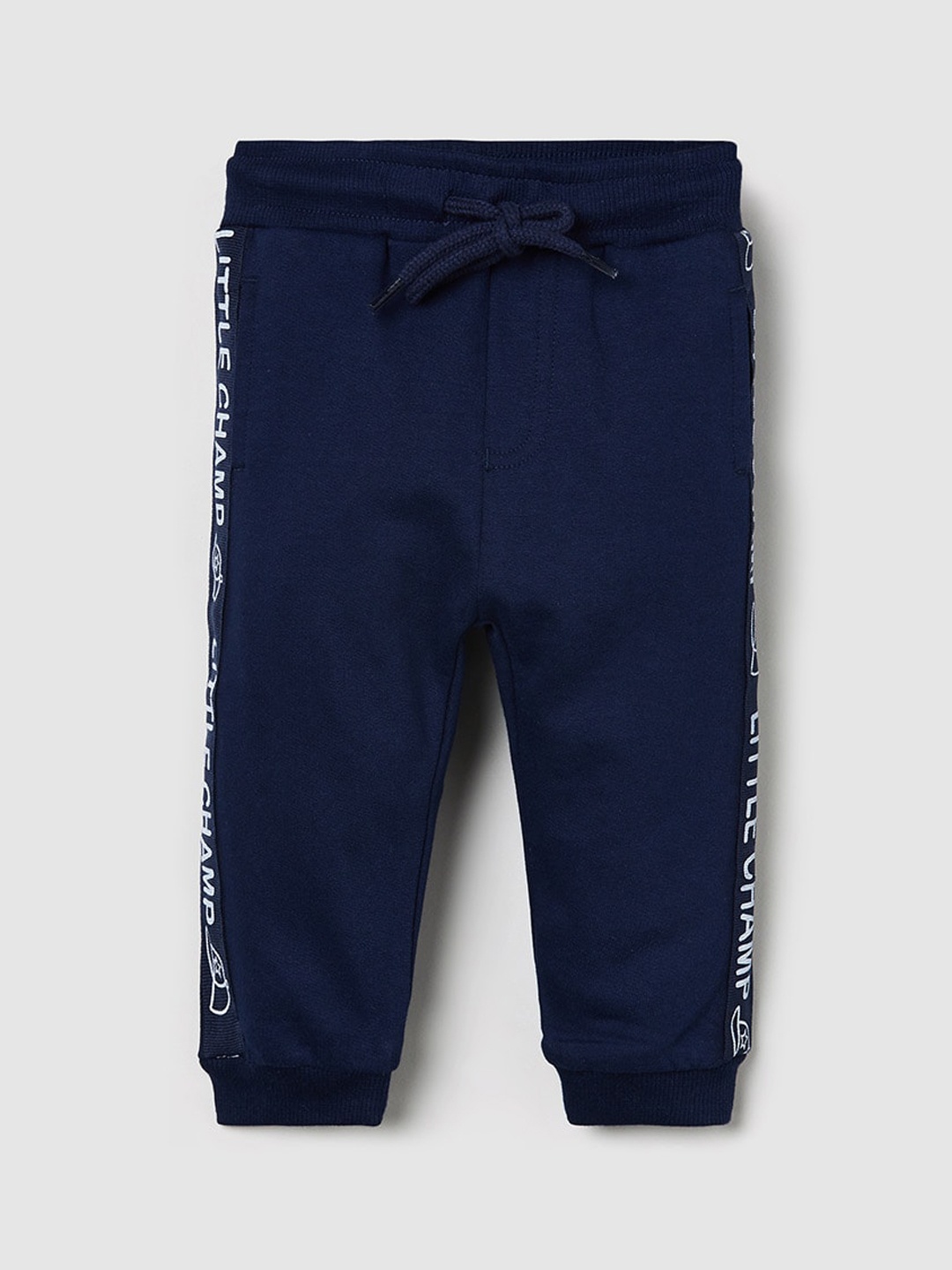 

max Boys Navy Blue Regular Fit Solid Cotton Joggers