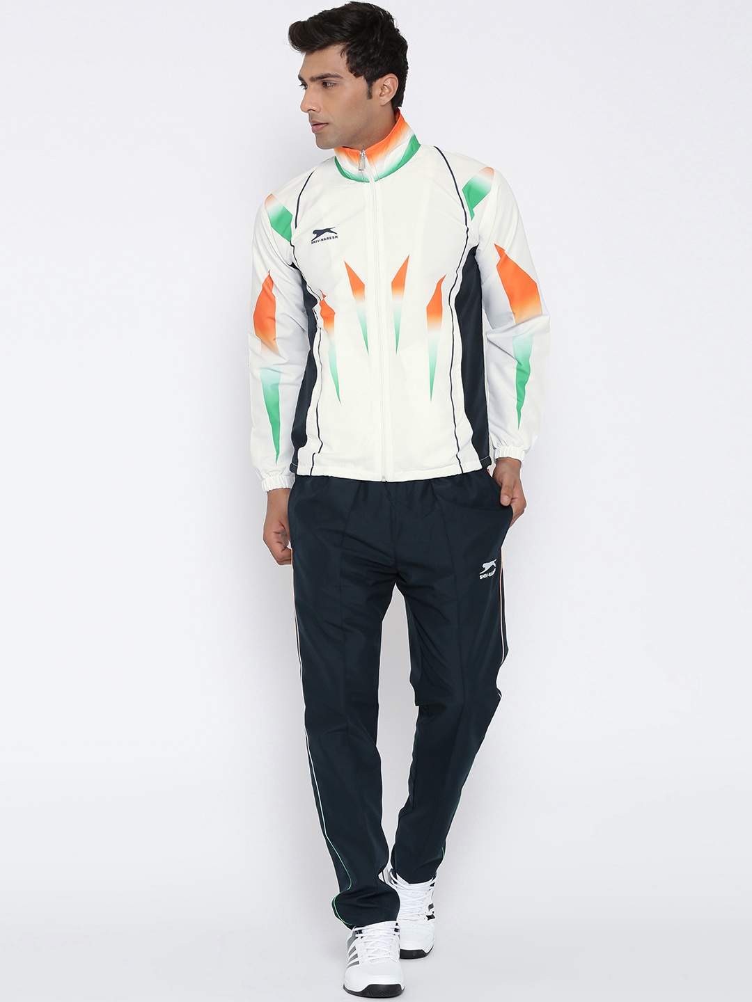 

Shiv Naresh White & Navy Printed Tracksuit