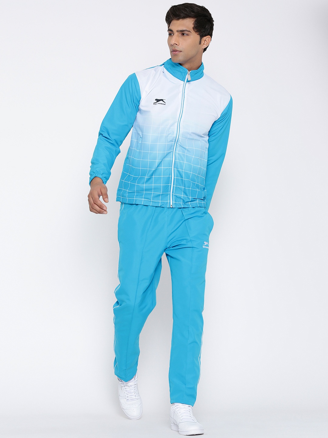 

Shiv Naresh Blue Checked Tracksuit with Detachable Hood