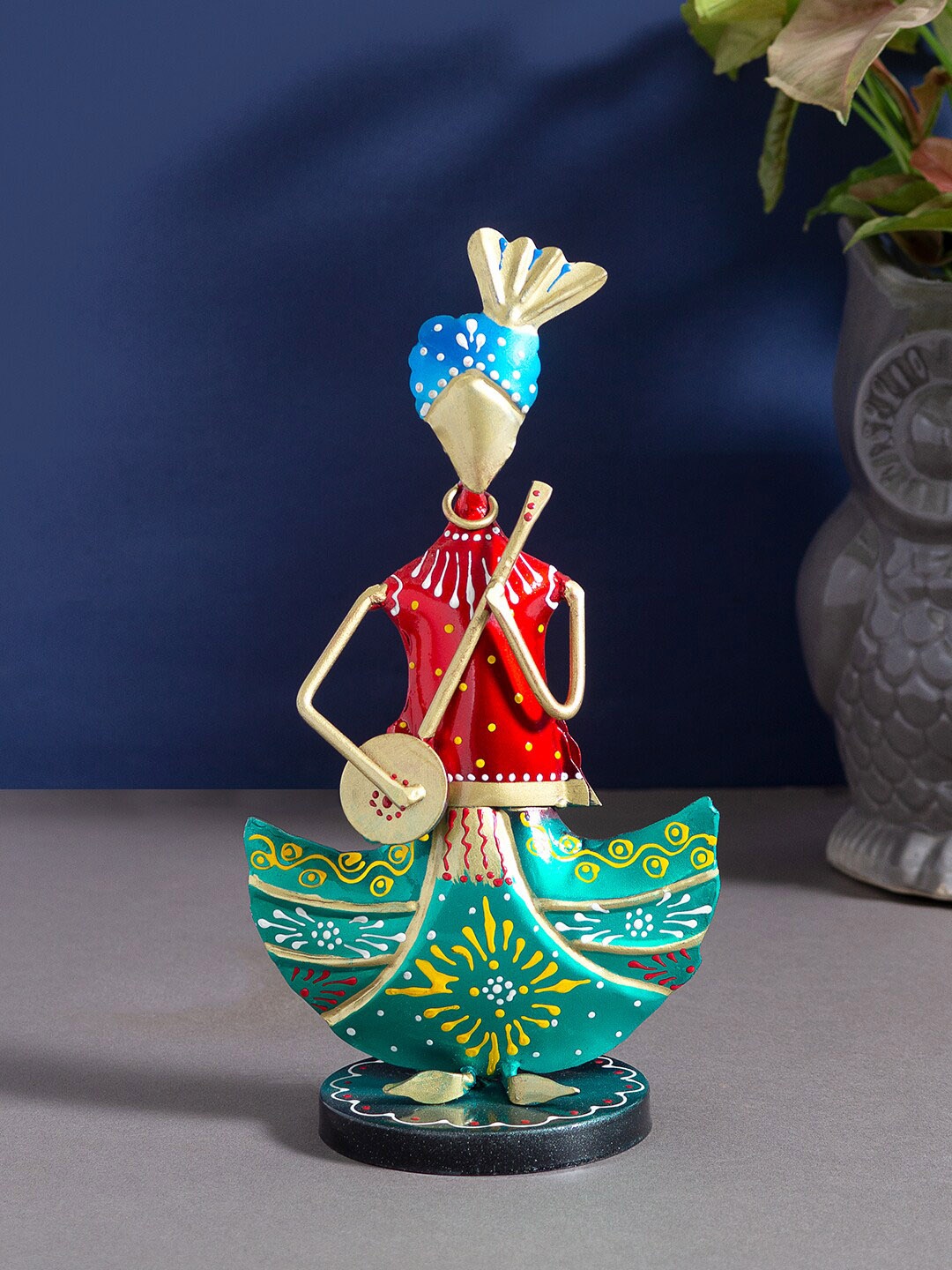 

Golden Peacock Multi-coloured Figurine Musician Decorative Showpiece