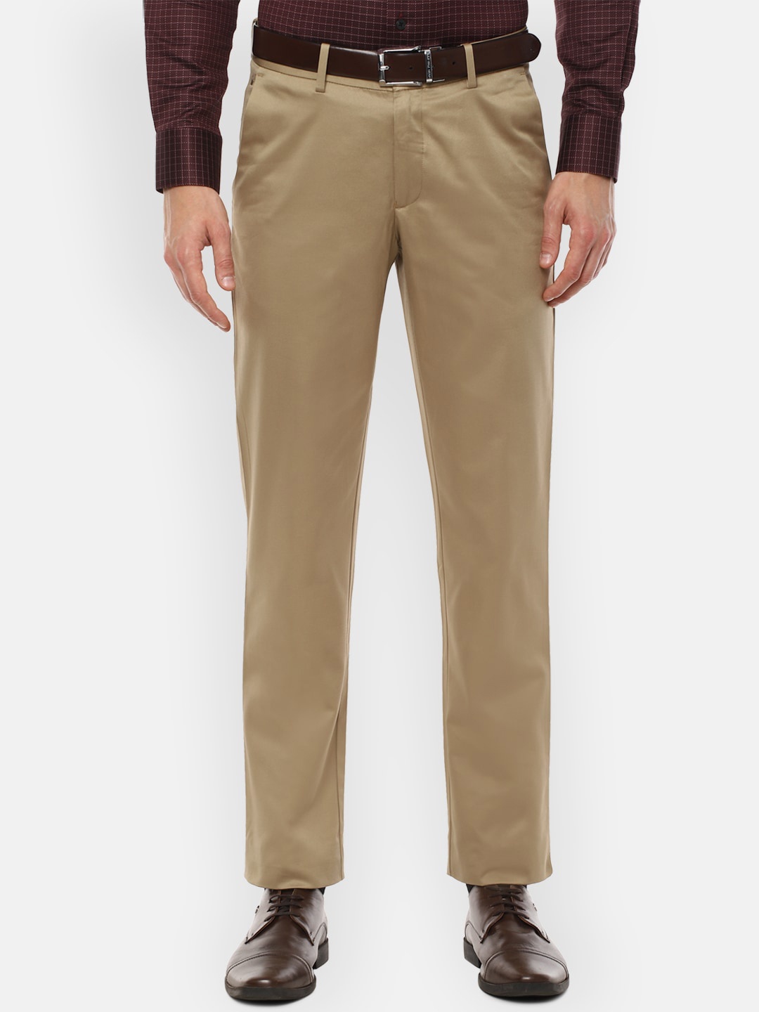 

Louis Philippe Men Brown Slim Fit Pure Cotton Formal Trousers