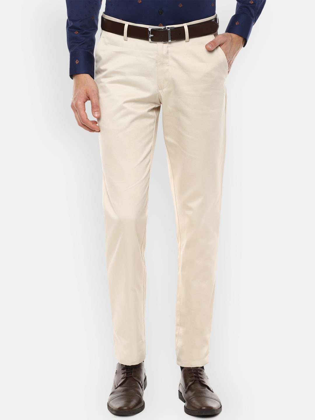 

Louis Philippe Men Beige Slim Fit Cotton Trouser