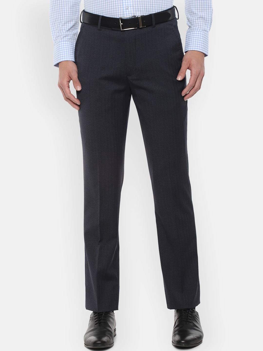

Louis Philippe Men Navy Blue Slim Fit Formal Trousers