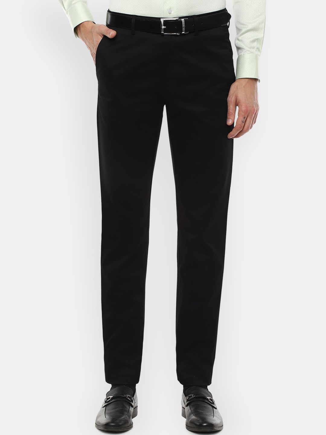 

Louis Philippe Men Black Slim Fit Pure Cotton Formal Trousers