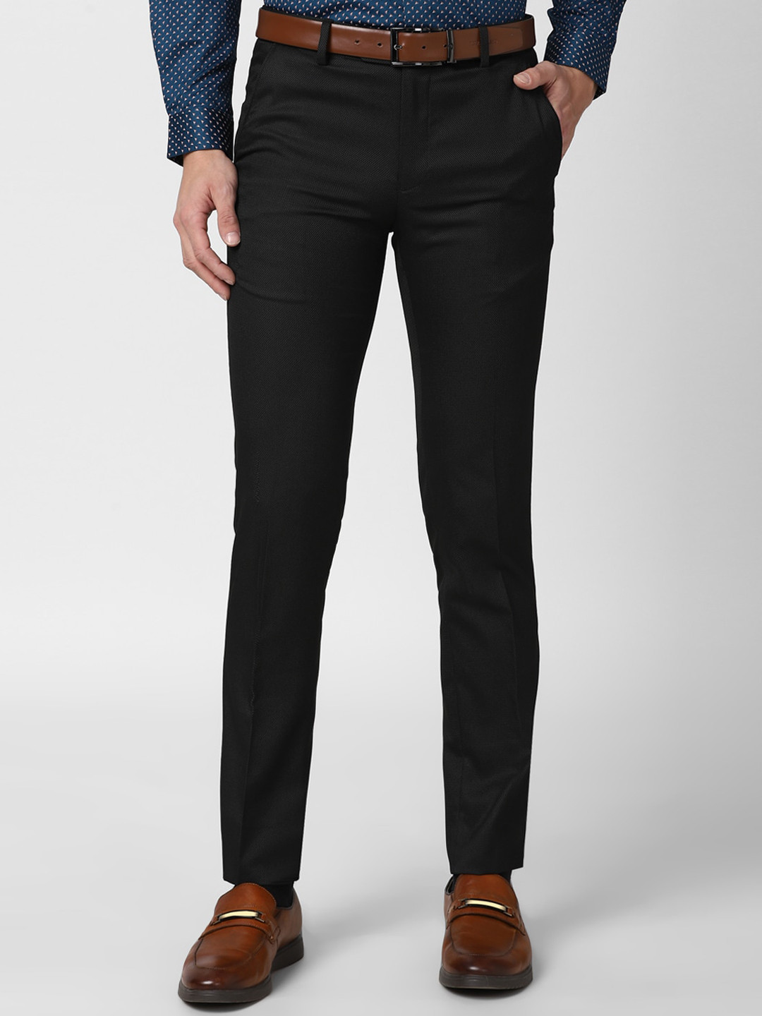 

Peter England Men Black Slim Fit Trousers