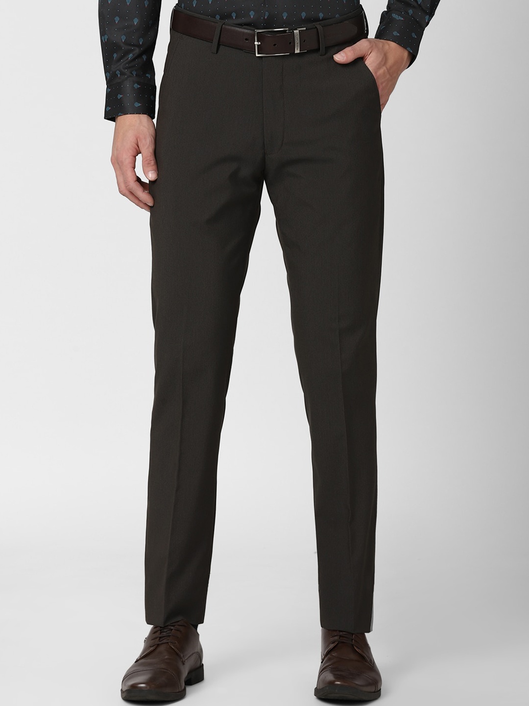 

Peter England Men Grey Slim Fit Formal Trousers