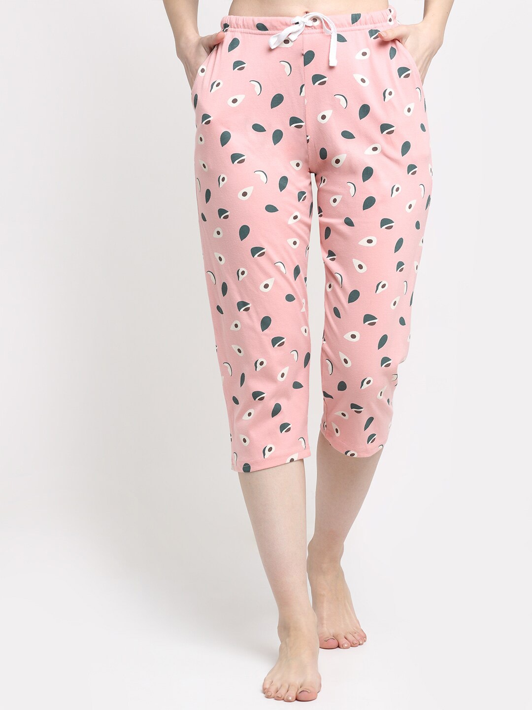 

Kanvin Women Pink Printed Pure Cotton Lounge Pants