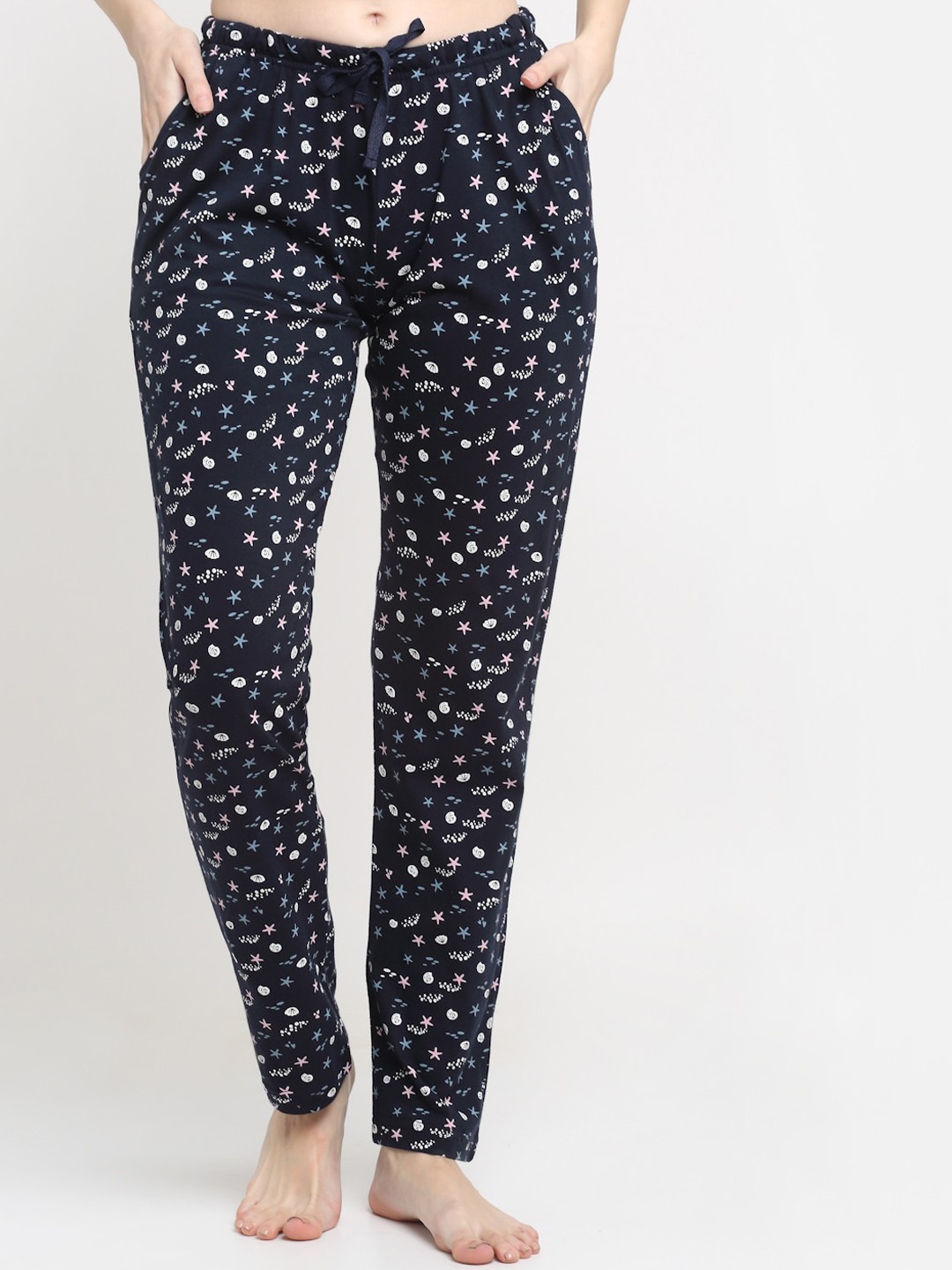 

Kanvin Women Navy Blue Pure Cotton Lounge Pants