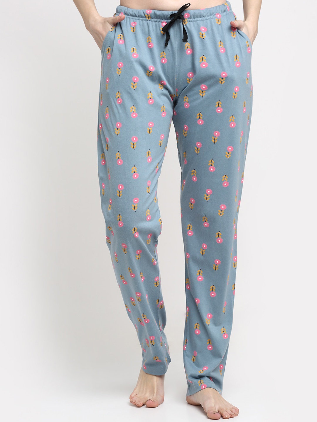 

Kanvin Women Green Floral Printed Cotton Lounge Pants