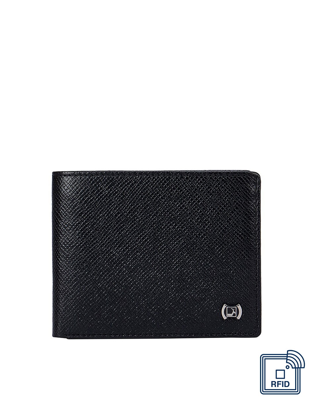 

Da Milano Men Black Textured Leather Two Fold Wallet