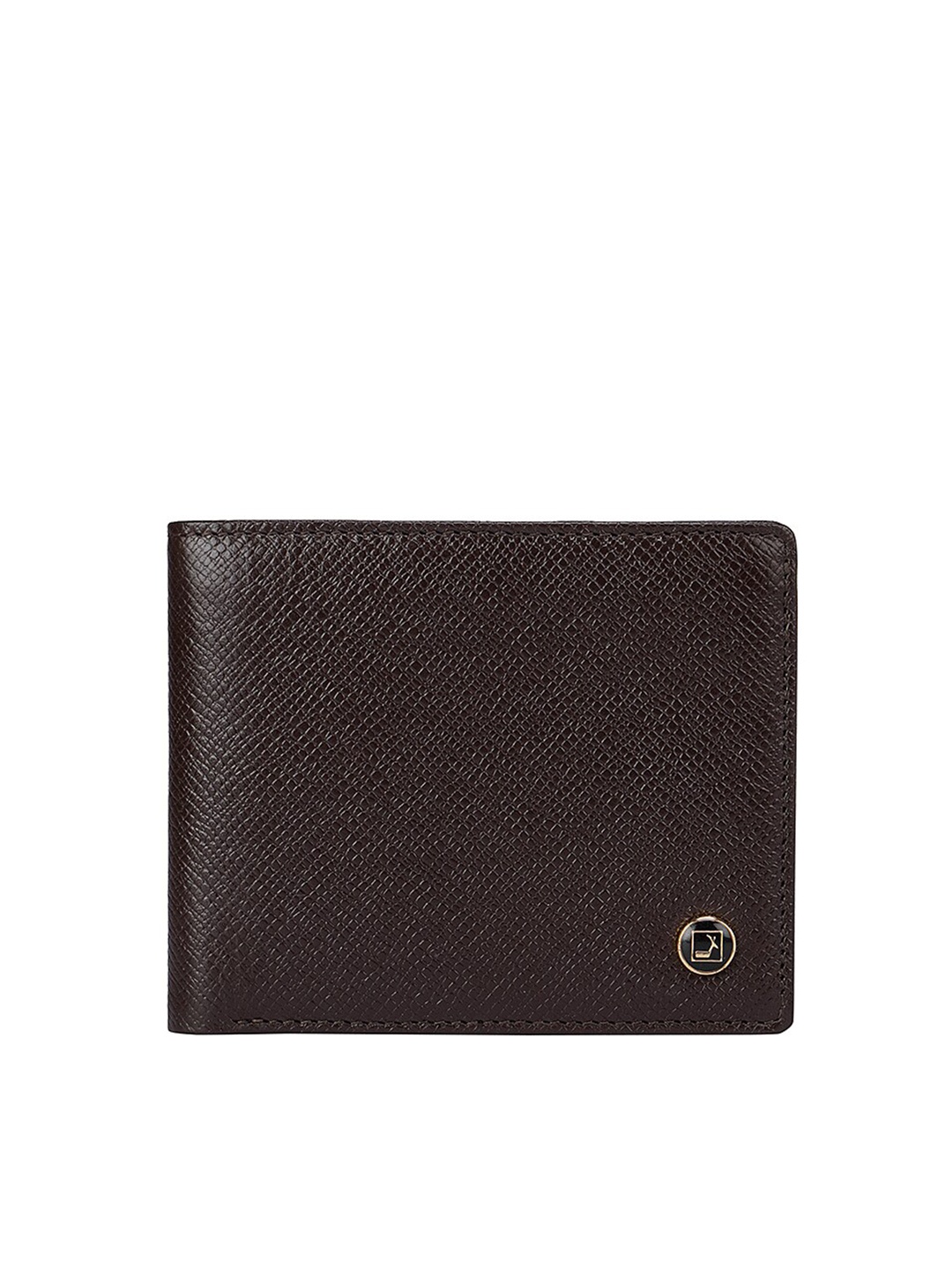 

Da Milano Men Brown Textured Leather Two Fold Wallet