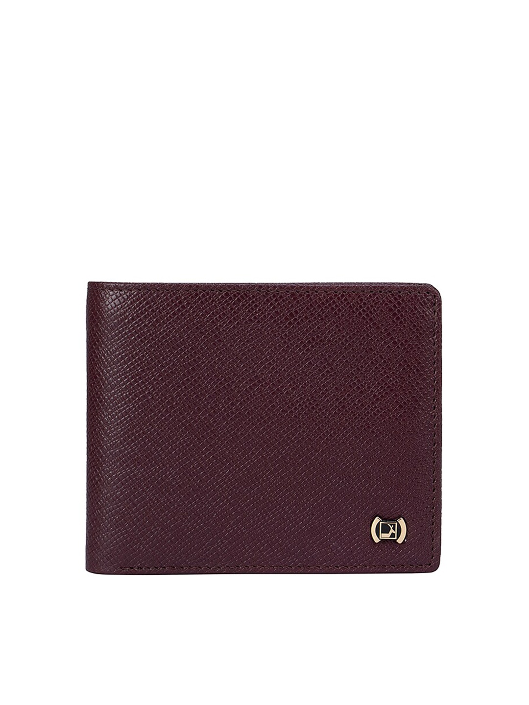 

Da Milano Men Burgundy Textured Leather Two Fold Wallet