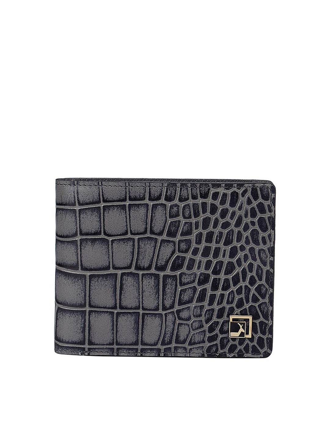 

Da Milano Men Blue Textured Leather Two Fold Wallet