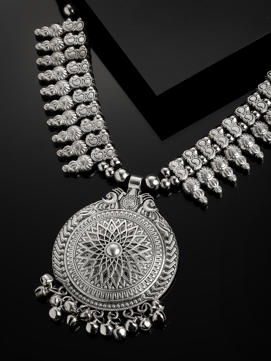 

PANASH Silver-Toned German Silver Oxidised Necklace