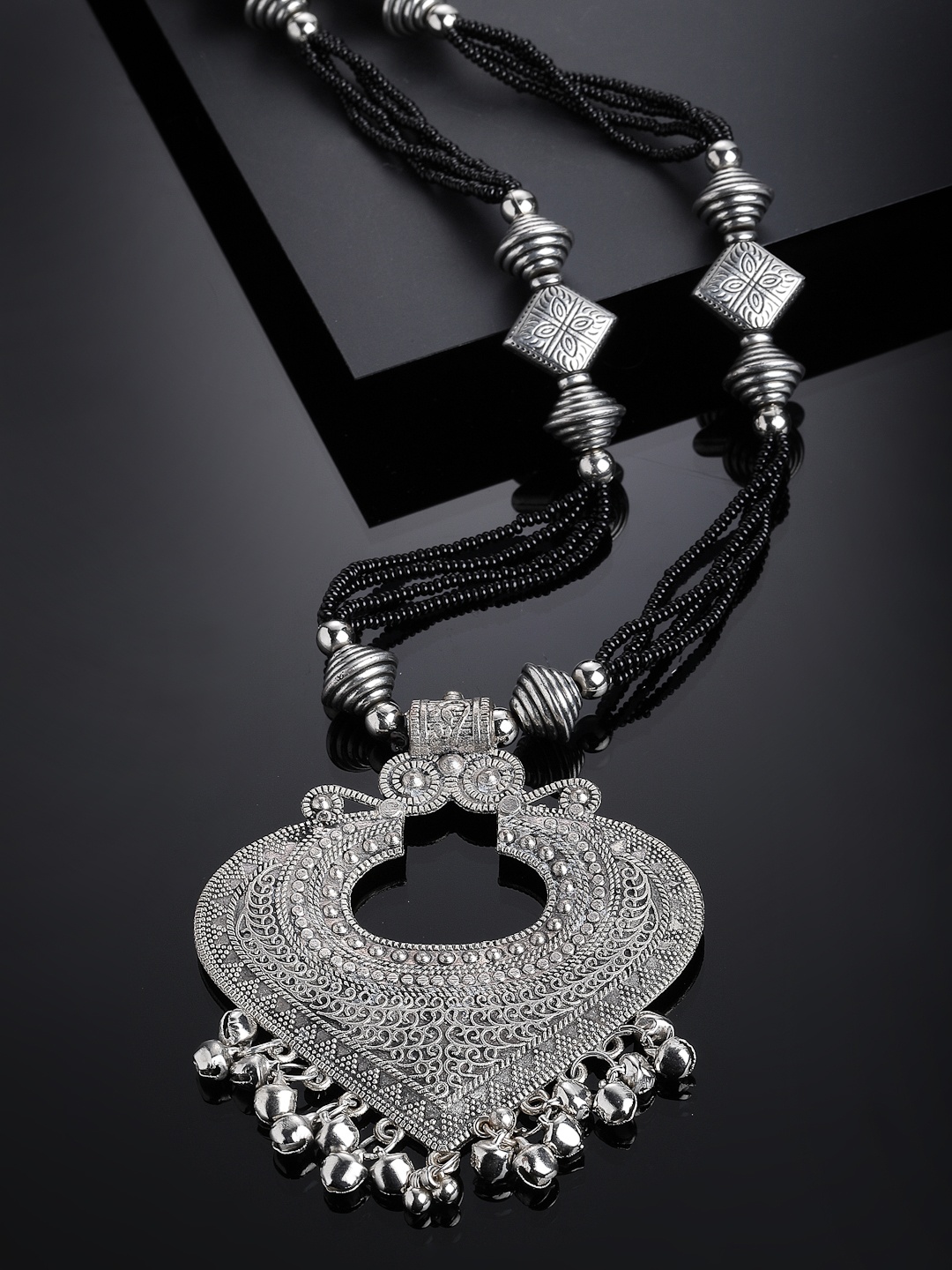 

PANASH Silver-Toned German Silver Oxidised Necklace