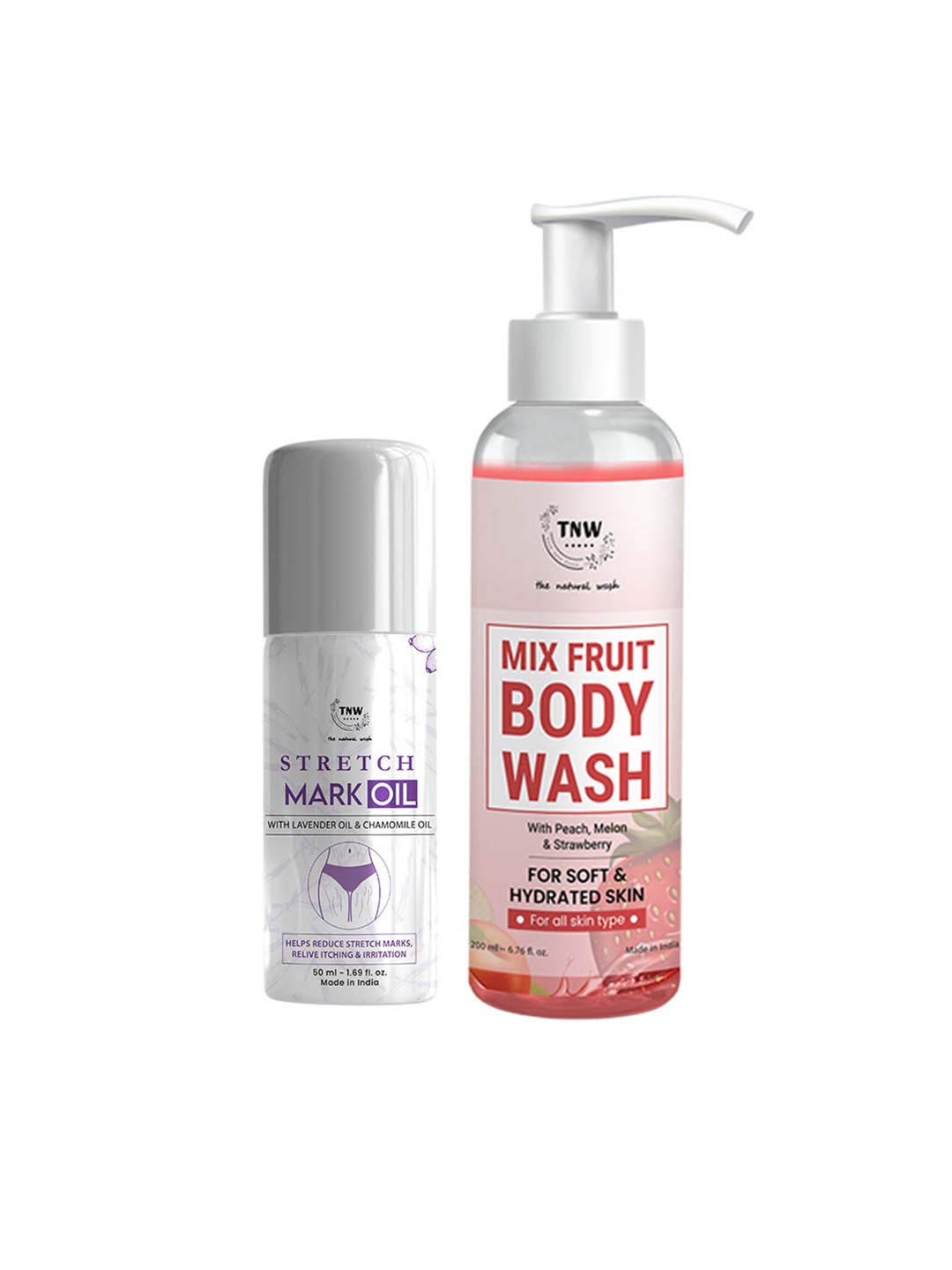 

TNW the natural wash Set of Stretch Mark Oil & Mix Fruit Body Wash, Off white