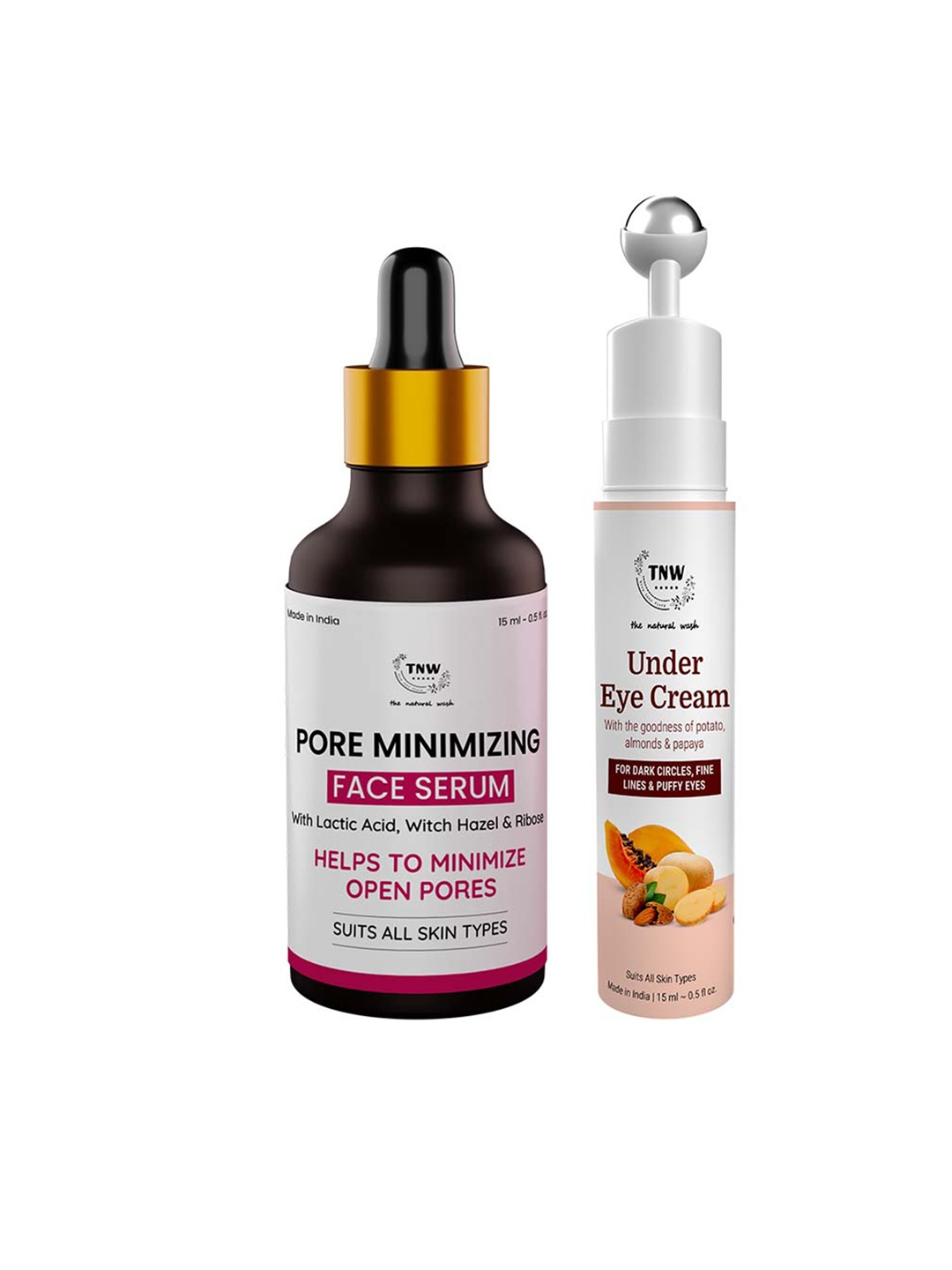 

TNW the natural wash Set of Pore Minimizing Face Serum & Under Eye Cream, Off white