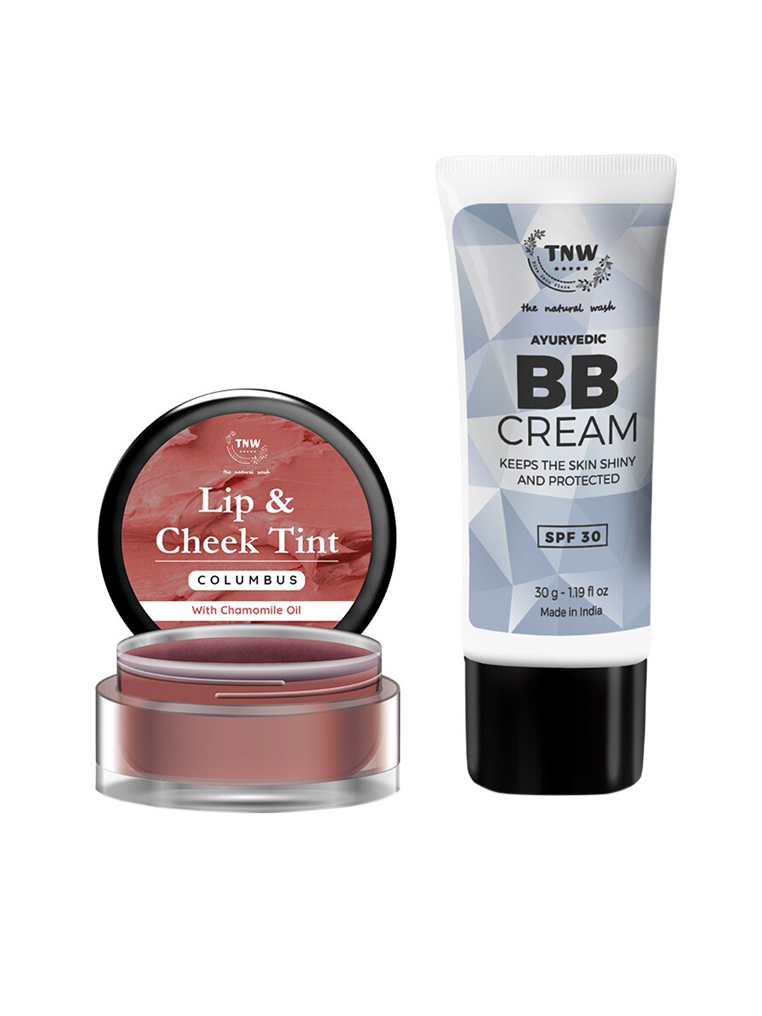 

TNW the natural wash Set of BB Cream - Light Shade & Columbus Lip & Cheek Tint, Off white