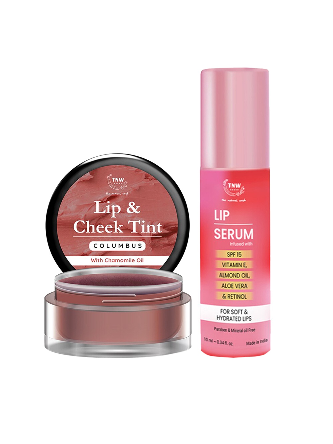 

TNW the natural wash Set of Lip & Cheek Tint-Columbus & Lip Serum, Pink