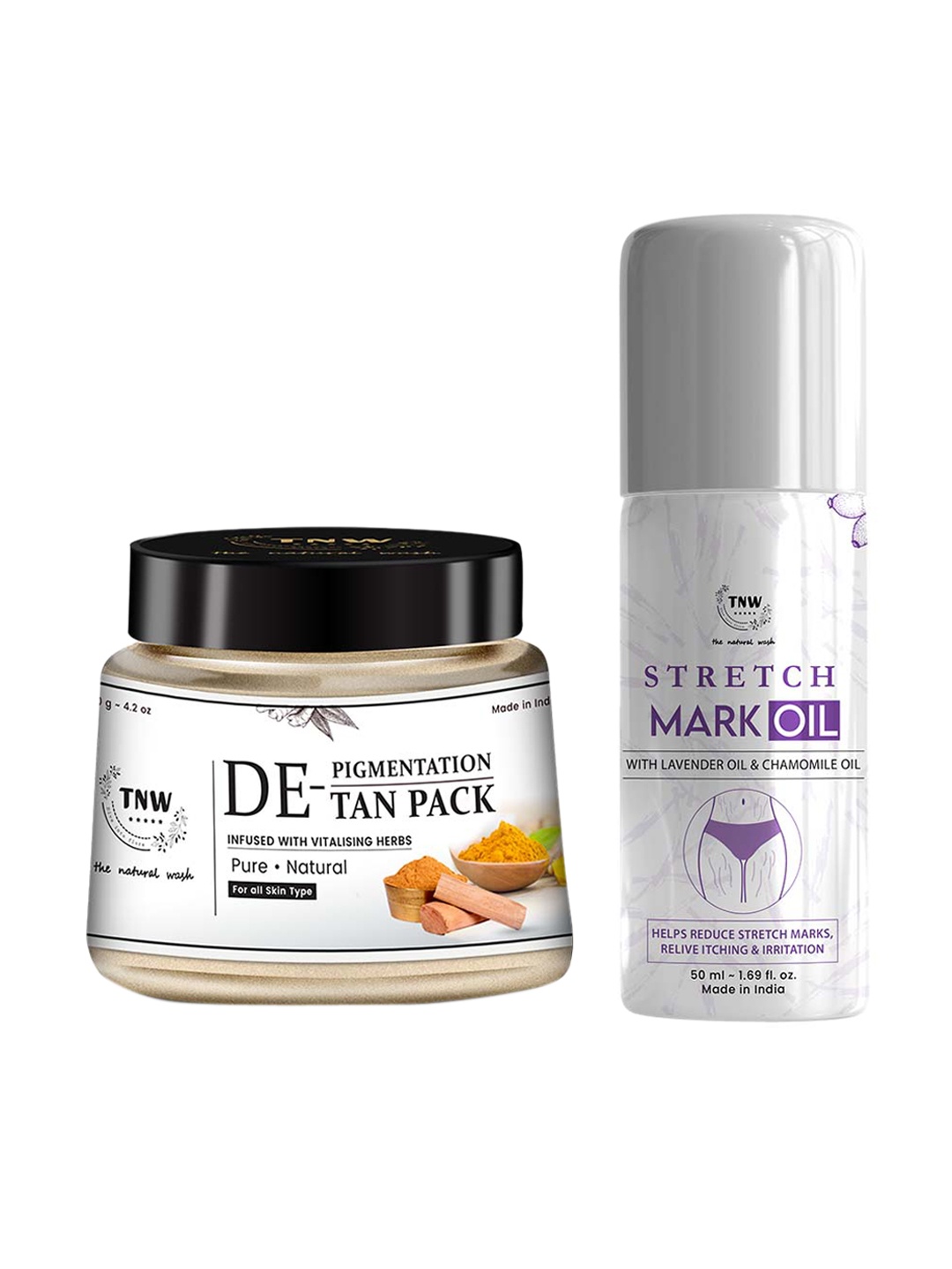 

TNW the natural wash Set of De Tan Pack & Stretch Mark Oil, Off white