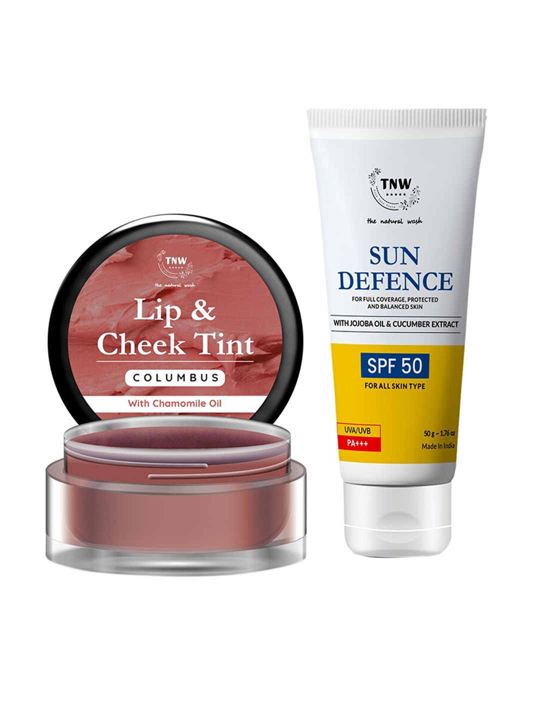 

TNW the natural wash Columbus Lip Tint & SPF Sun Defence Cream Combo, Off white