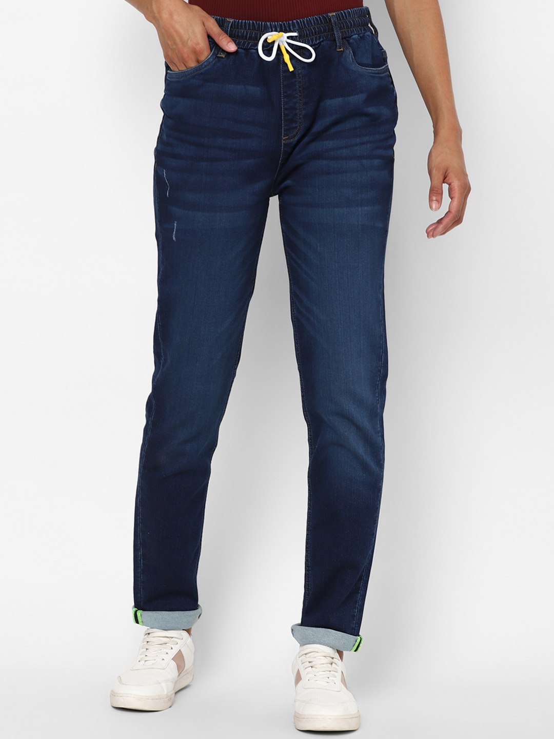 

Allen Solly Woman Women Navy Blue Low Distress Light Fade Jeans