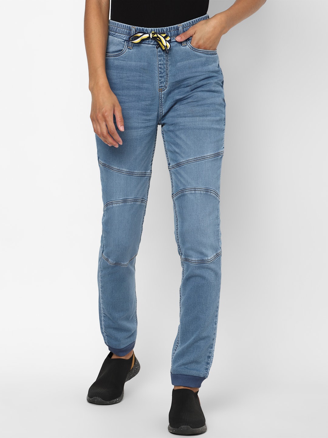 

Allen Solly Woman Women Blue Jogger Mildly Distressed Light Fade Cuffed Hem Jeans