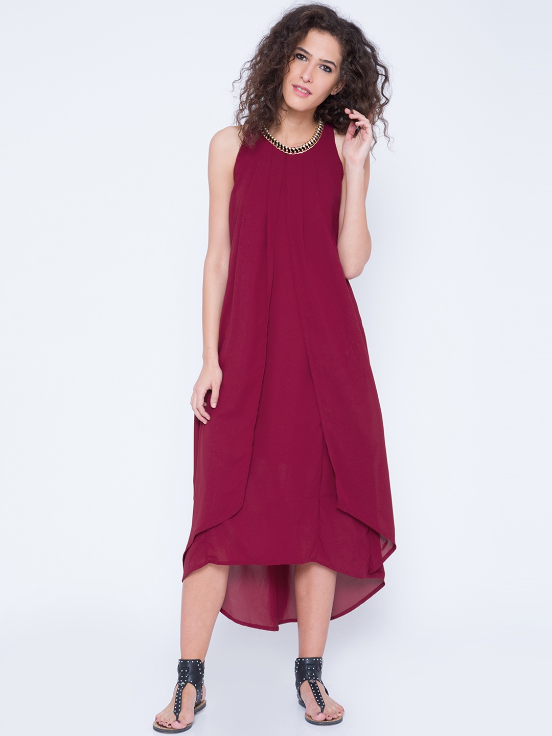 

Tokyo Talkies Women Maroon Solid A-Line Dress