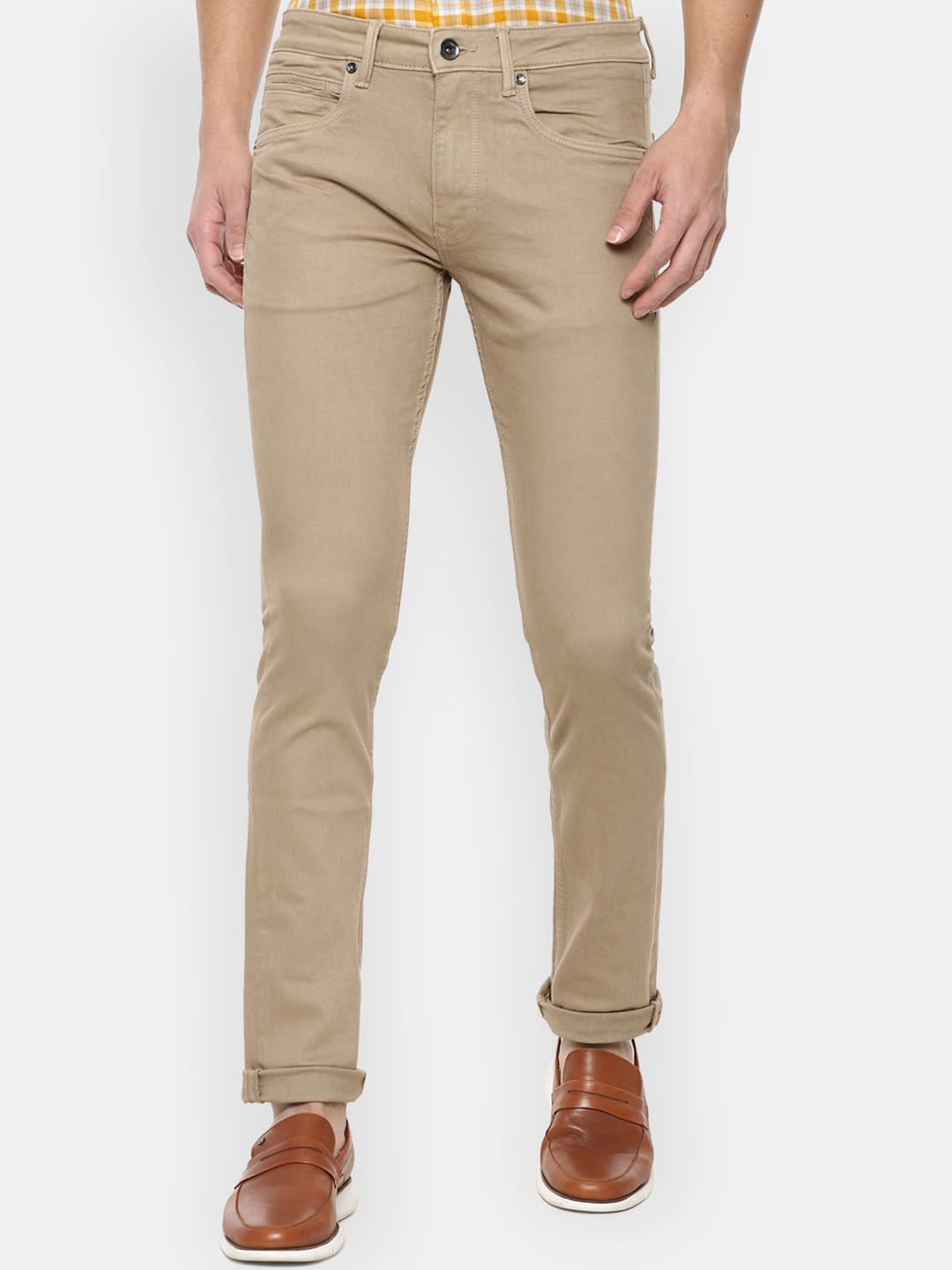 

Louis Philippe Jeans Men Beige Slim Fit Cotton Jeans