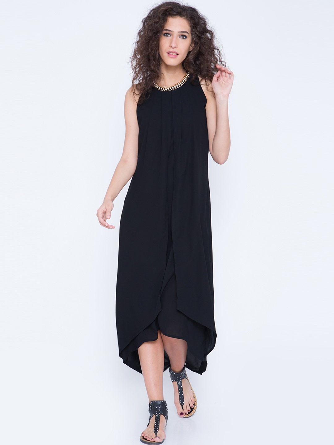 

Tokyo Talkies Women Black Solid A-Line Dress