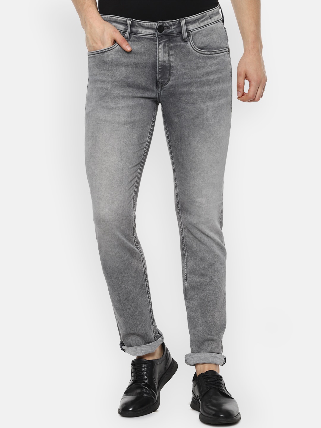 

Louis Philippe Jeans Men Grey Heavy Fade Stretchable Jeans