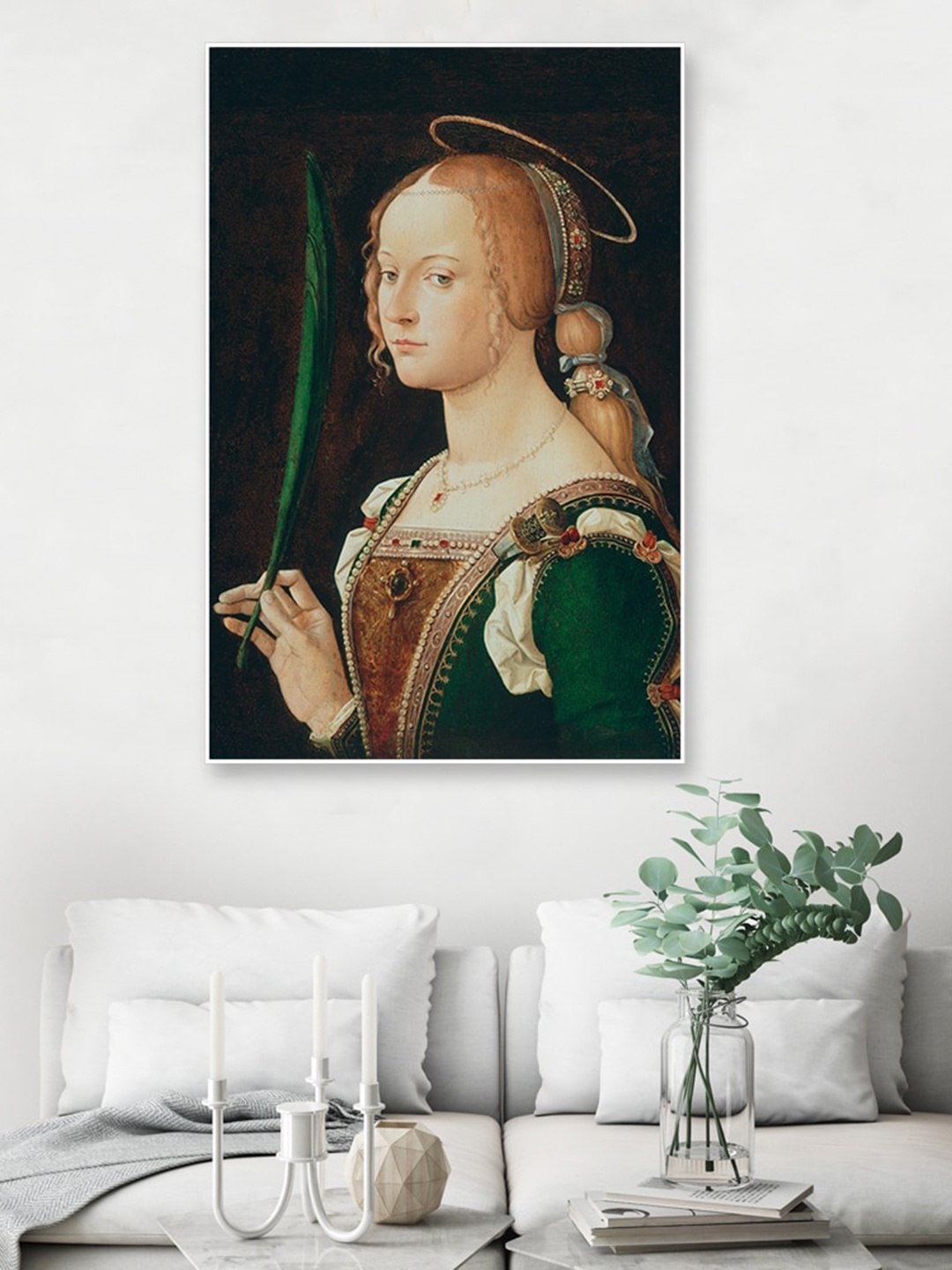 

WallMantra Black & Brown St. Justina of Pauda Framed Canvas Wall Painting